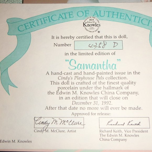 Samantha by Cindy M McClure 1990 Ashton Drake - Picture 2 of 12